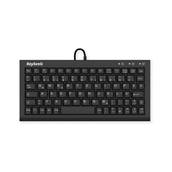 KeySonic ACK-3401U - Mini - USB - Membran Key Switch - QWERTZ - Schwarz
