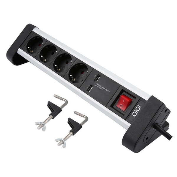 Olympia SL 2425 U - 1,5 m - 4 AC-Ausgänge - Indoor - 1,5 mm² - Schwarz - Silber - Aluminium