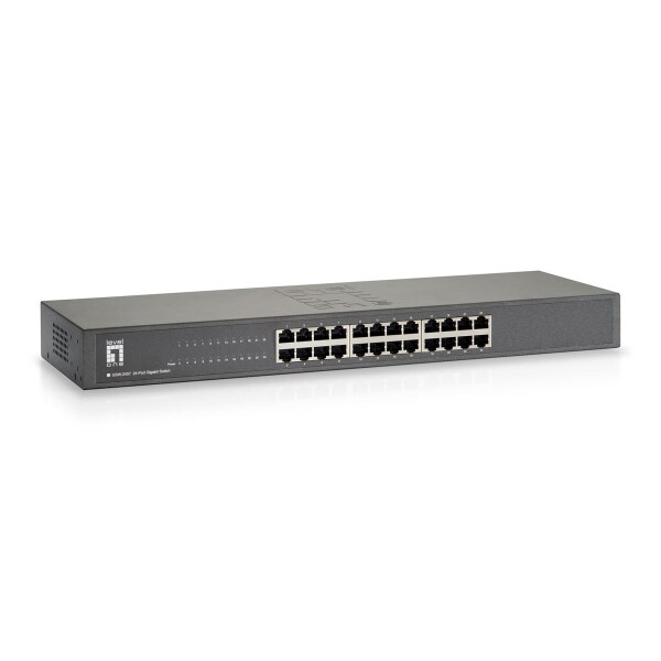 LevelOne 24-Port-Gigabit-Switch - Unmanaged - Gigabit Ethernet (10/100/1000) - Rack-Einbau
