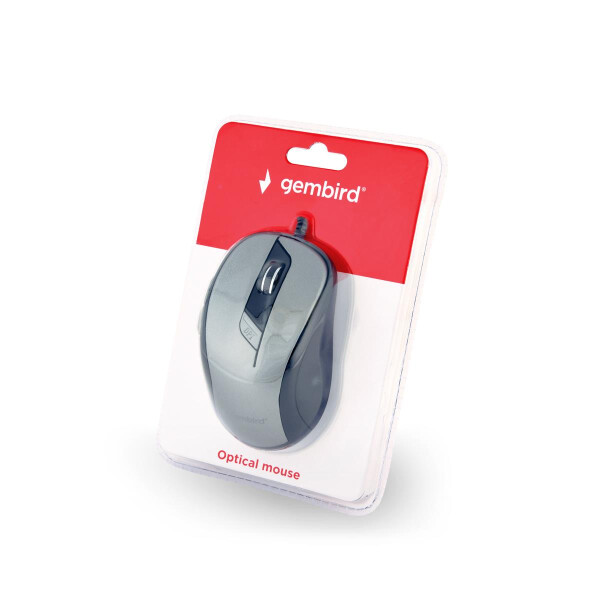 Gembird MUS-6B-01-BG - rechts - Optisch - USB Typ-A - 1600 DPI - Schwarz - Grau