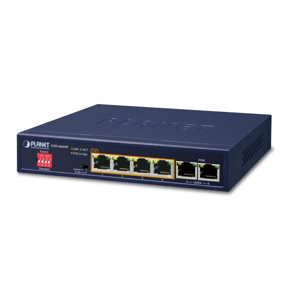 Planet GSD-604HP - Unmanaged - Gigabit Ethernet (10/100/1000) - Power over Ethernet (PoE)