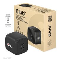 Club 3D Travel Charger PPS 45W GAN technology - Dual port USB Type-C - Power Delivery(PD) 3.0 Support - Indoor - AC - 20 V - Schwarz