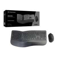 Conceptronic ORAZIO ERGO Kabelloses Set aus ergonomischer Tastatur und vertikaler Maus - spanisch - Volle Gr&ouml;&szlig;e (100%) - RF Wireless - QWERTY - Schwarz - Maus enthalten