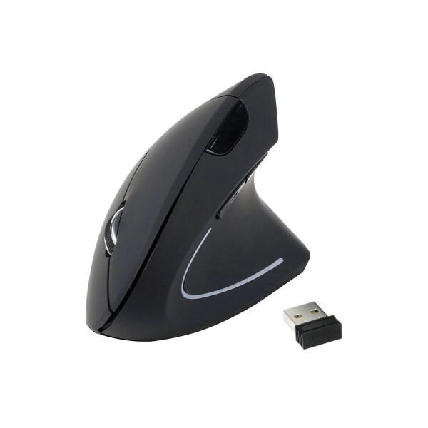 Equip Ergonomische Schnurlosmaus - rechts - Optisch - RF Wireless - 1600 DPI - Schwarz