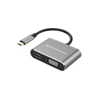 Conceptronic DONN16G - Kabelgebunden - USB 3.2 Gen 1 (3.1 Gen 1) Type-C - 100 W - Grau - 5 Gbit/s - 4K Ultra HD