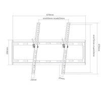 Sunne 37-70-ET - 177,8 cm (70 Zoll) - 200 x 200 mm - 600 x 400 mm - 0 - 14° - Stahl - Schwarz