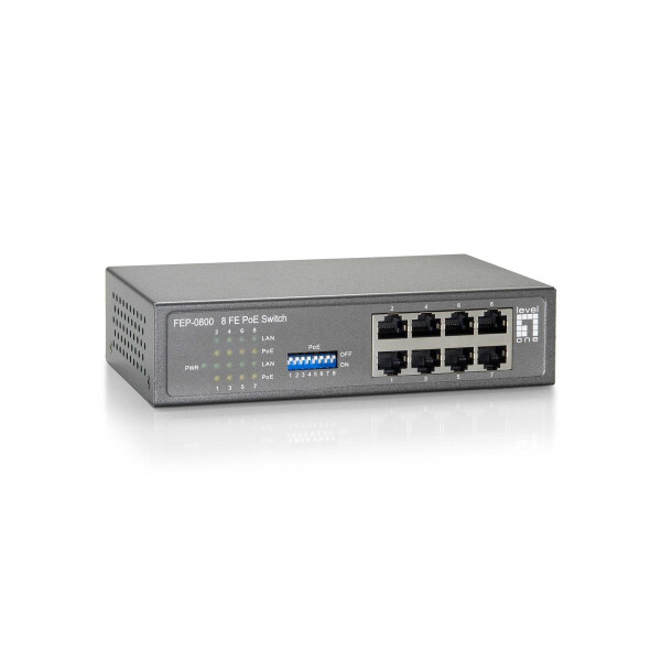 LevelOne FEP-0800 - Fast Ethernet (10/100) - Vollduplex - Power over Ethernet (PoE)