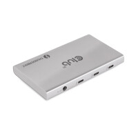 Club 3D Certified Thunderbolt™4 Tragbarer 5-in-1-Hub mit Smart Power - Andocken - Thunderbolt 4 - Silber - OS Support: Windows10™ or above version supported Thunderbolt™ 4 host MacOS™ 11 or above... - Gleichstrom - 10 W