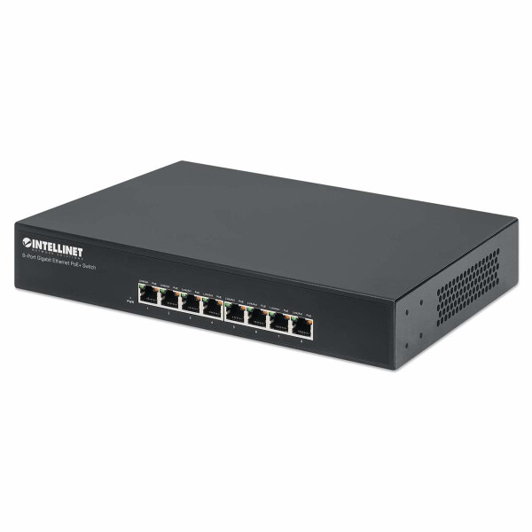 Intellinet 8-Port Gigabit Ethernet PoE+ Switch - IEEE 802.3at/af Power-over-Ethernet (PoE+/PoE)-konform - 140 W - Endspan - Desktop - 19" Rackmount - Gigabit Ethernet (10/100/1000) - Vollduplex - Power over Ethernet (PoE) - Rack-Einbau