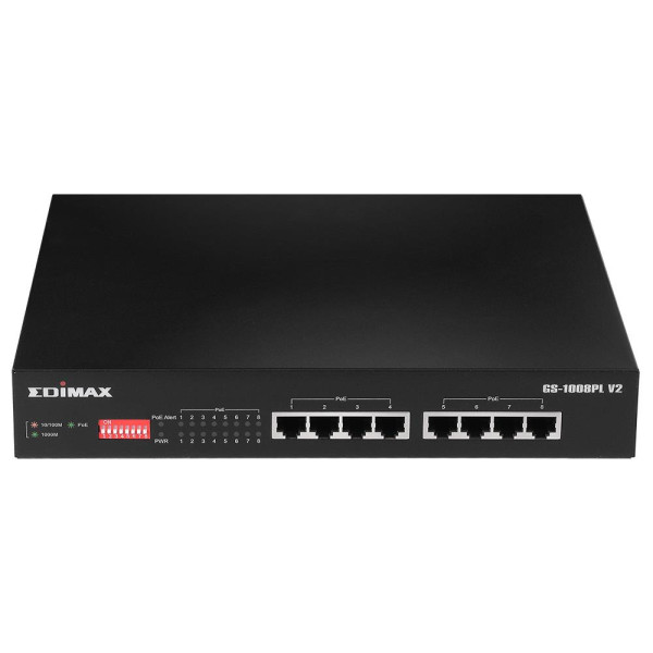 Edimax GS-1008PL V2 - Managed - L2 - Gigabit Ethernet (10/100/1000) - Power over Ethernet (PoE) - Rack-Einbau - 1U