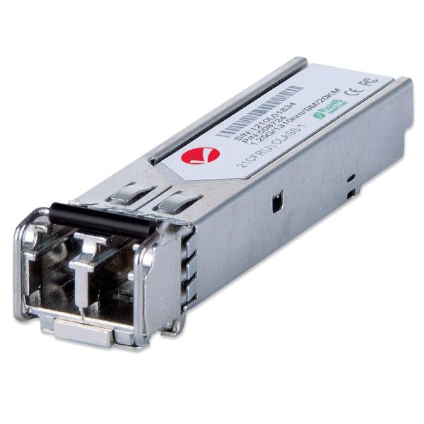Intellinet Gigabit SFP Mini-GBIC Transceiver für LWL-Kabel - 1000Base-LX (LC) Singlemode-Port - 20 km - universell kompatibel zu allen Switch-Marken - Faseroptik - 1000 Mbit/s - mini-GBIC - LC - 9/125 µm - LX