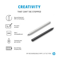 HP Wiederaufladbarer Tilt Pen MPP 2.0 (schwarz) - Notebook - HP - Schwarz - 1 Monat( e) - 10 g - 149,5 mm