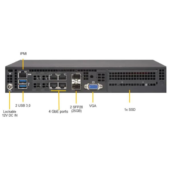 Supermicro Server BAB SYS-E300-12D-4CN6P - Server-Barebone - Xeon D