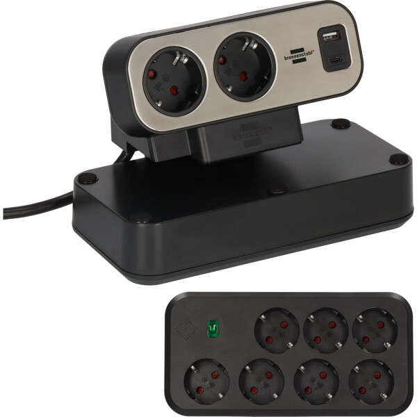 Brennenstuhl estilo Duplex Steckdosenleiste mitÜberspannungsschutz 1x USB C A 9x