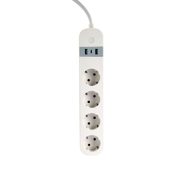Gembird Smart power strip with USB charger 4 French sockets white