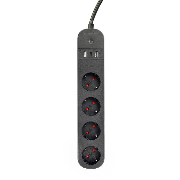 Gembird Smart power strip with USB charger 4 French sockets black