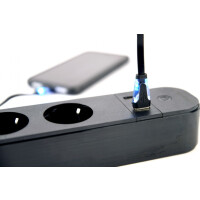 Gembird Smart power strip with USB charger 4 French sockets black