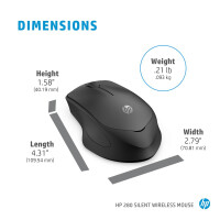 HP 280 Wireless-Maus - leise - rechts - Optisch - RF Wireless - Schwarz