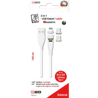 ACV 2GO 797317 - 1 m - USB B - USB C/Micro-USB B/Lightning - Weiß