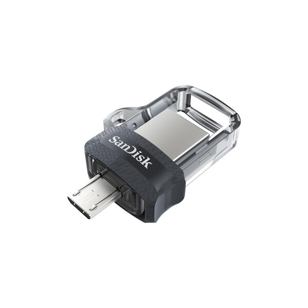 SanDisk Ultra Dual m3.0 - 256 GB - USB Type-A / Micro-USB - 3.2 Gen 1 (3.1 Gen 1) - Dia - 5,2 g - Schwarz - Silber - Transparent