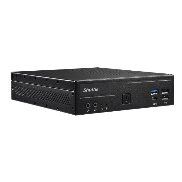 Shuttle Slim PC DH610  - S1700 - 1x HDMI - 2x DP  - 1x 2.5"  - 2x M.2 - 2x LAN (Intel 1G + 2.5G) - 2x COM - 24/7 Dauerbetrieb - inkl. VESA - 1,3L Größe PC - Mini-PC Barebone - LGA 1700 - DDR4-SDRAM - M.2 - SATA - Serial ATA II - Serial ATA III - 120 W