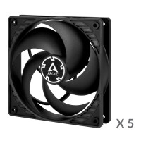 Arctic P12 PWM PST Value Pack (Black/Black) Pressure-optimised 120 mm Fan with PWM PST - Ventilator - 12 cm - 1800 RPM - 0,3 Sone - 56,3 cfm - 95,65 m³/h