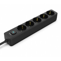 Cian Technology GmbH INCA Steckdosenleiste IPW-44SY 5fach LED Anz. Black 1.5m - Steckdosenleiste