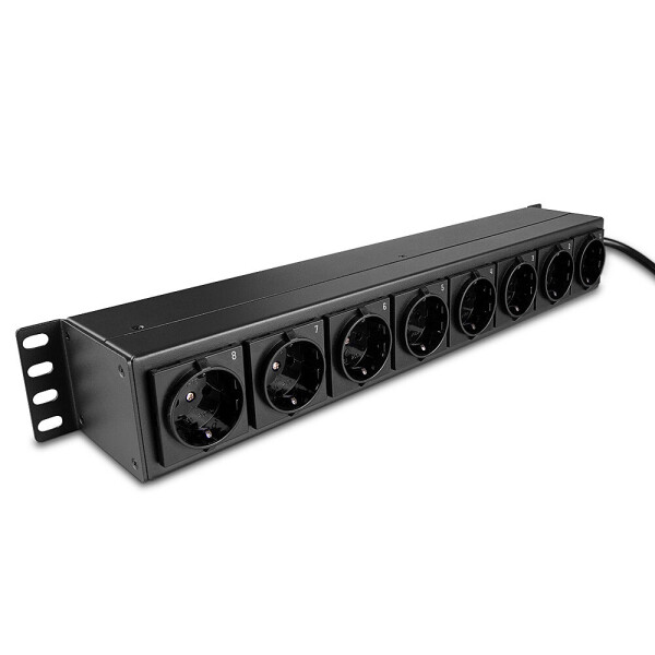 Lindy 1.5U 8-Fach Schuko-Steckdosen Horizontale PDU mit Schuko-Stecker