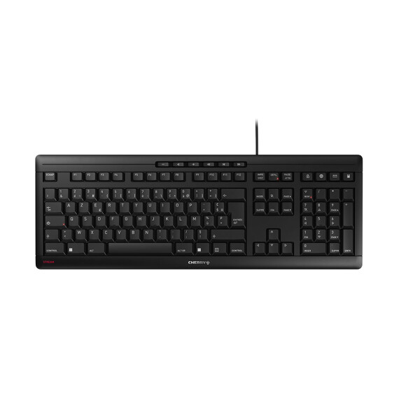 Cherry STREAM - Volle Größe (100%) - USB - Mechanischer Switch - AZERTY - Schwarz