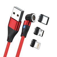 RealPower Magnetic cable 3 Amp 1m rot mit Adaptern