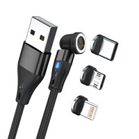 RealPower Magnetic cable 3 Amp 1m schwarz mit Adaptern