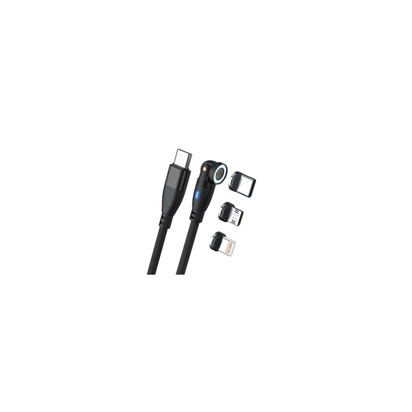 RealPower Magnetic cable 100 Watt 1m black mit Adaptern