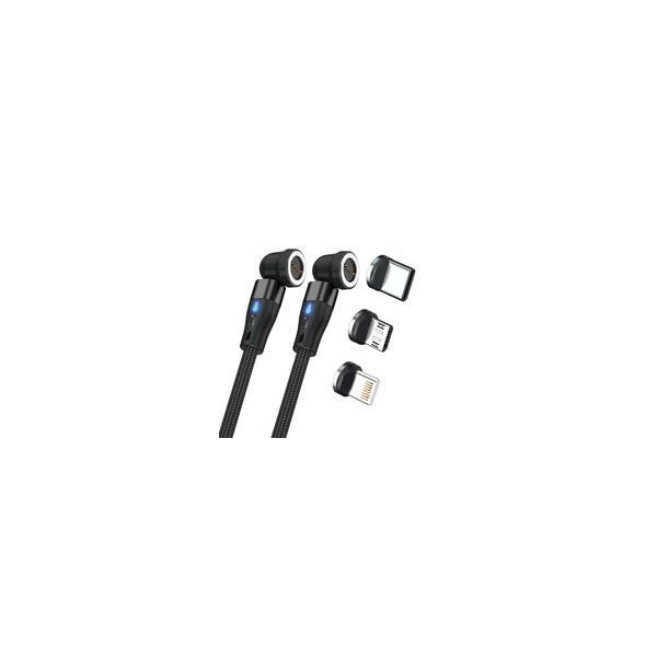 RealPower Magnetic cable 1m 2x magnetisch schwarz mit Adapte