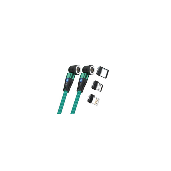 RealPower Magentic cable 1m 2x magnetisch gruen mit Adaptern