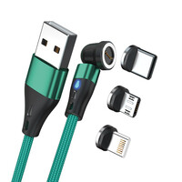 RealPower Magentic cable 3 Amp 1m gruen mit Adaptern