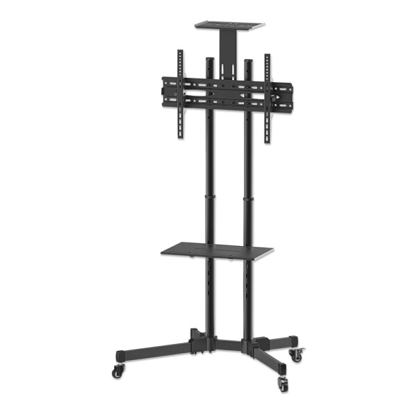 Manhattan Universal Basic Multimedia TV-Ständer auf Rollen - Für Bildschirme von 37" bis 70"* und bis zu 50 kg - +/- 10 neigbar - Kamerahalterung und AV-Fachboden abnehmbar - schwarz - 50 kg - 94 cm (37 Zoll) - 177,8 cm (70 Zoll) - 600 x 400 mm - Höhenver