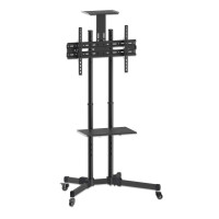 Manhattan Universal Basic Multimedia TV-Ständer auf Rollen - Für Bildschirme von 37" bis 70"* und bis zu 50 kg - +/- 10 neigbar - Kamerahalterung und AV-Fachboden abnehmbar - schwarz - 50 kg - 94 cm (37 Zoll) - 177,8 cm (70 Zoll) - 600 x 400 mm - Höhenver