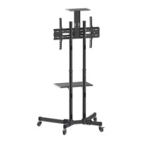 Manhattan Universal Basic Multimedia TV-Ständer auf Rollen - Für Bildschirme von 37" bis 70"* und bis zu 50 kg - +/- 10 neigbar - Kamerahalterung und AV-Fachboden abnehmbar - schwarz - 50 kg - 94 cm (37 Zoll) - 177,8 cm (70 Zoll) - 600 x 400 mm - Höhenver