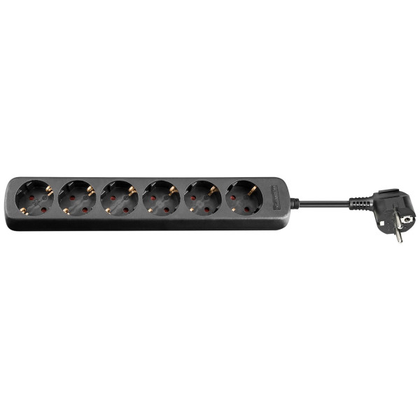 Wentronic Steckdosenleiste 5 m - Schwarz - 5 m - 6 AC-Ausgänge - Indoor/Outdoor - IP20 - 1,5 mm² - Kunststoff