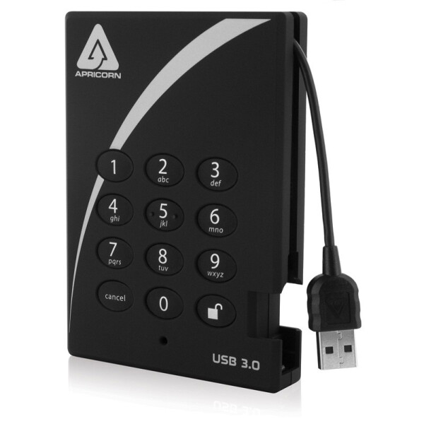 Apricorn Aegis Padlock - 2000 GB - 3.2 Gen 1 (3.1 Gen 1) - 5400 RPM - Schwarz