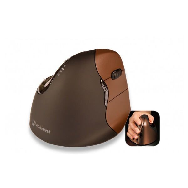 Bakker Evoluent4 Mouse Small Wireless (Right Hand) - rechts - RF Wireless - 2600 DPI - Braun