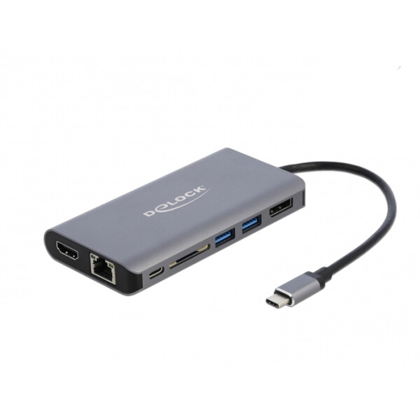 Delock 87683 - Kabelgebunden - USB 3.2 Gen 1 (3.1 Gen 1) Type-C - 10,100,1000 Mbit/s - Grau - SD - SDHC - SDXC - 4K Ultra HD