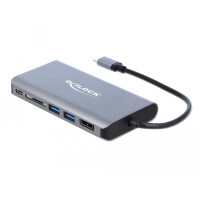 Delock 87683 - Kabelgebunden - USB 3.2 Gen 1 (3.1 Gen 1) Type-C - 10,100,1000 Mbit/s - Grau - SD - SDHC - SDXC - 4K Ultra HD