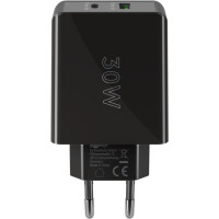 Wentronic Dual USB-C 30W Fast Charge Bl