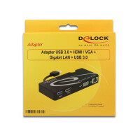 Delock Adapter - USB 3.0 - HDMI/VGA + Gigabit LAN + USB 3.0