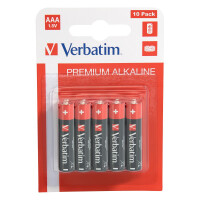 Verbatim AAA-Alkalibatterien - Einwegbatterie - AAA - Alkali - 1,5 V - 10 Stück(e) - Schwarz - Rot