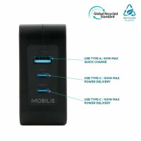 Mobilis Charger 100W 2USB C 1USBA GaN cable 100W