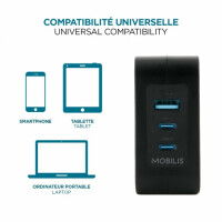 Mobilis Charger 100W 2USB C 1USBA GaN cable 100W