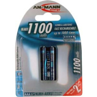 Ansmann 1x2 NiMH 1100 mAh Micro / AAA / HR03 - AAA - Nickel-Metallhydrid (NiMH) - 10.5 x 44.5