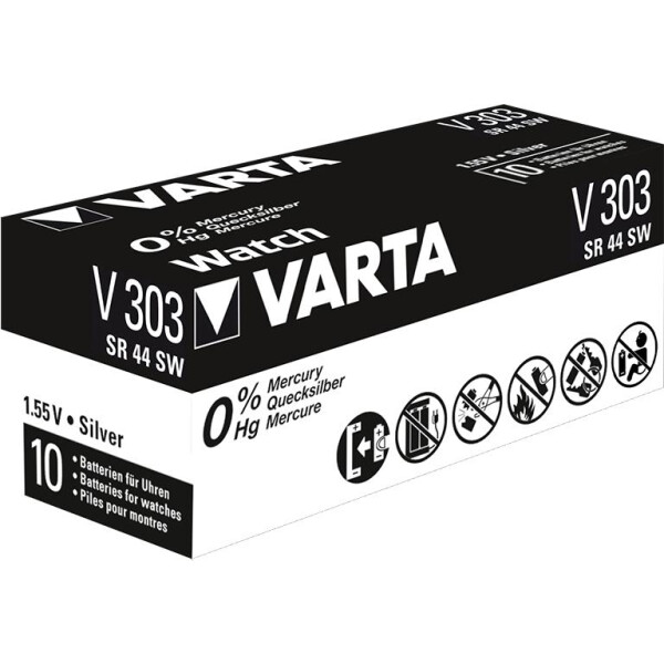 Varta V303 - Einwegbatterie - SR44 - Siler-Oxid (S) - 1,55 V - 160 mAh - Hg (Quecksilber)
